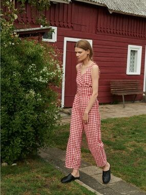 Linenfox Red Gingham Frankie Linen Pants